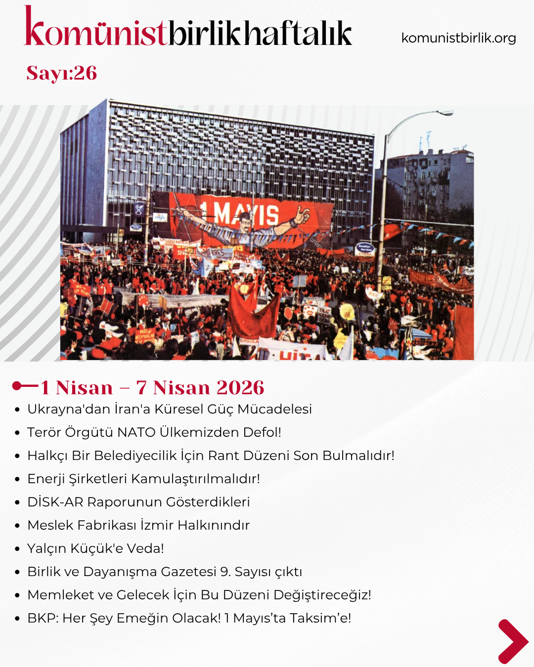 Komünist Birlik Haftalık 1 Nisan – 7 Nisan 2026