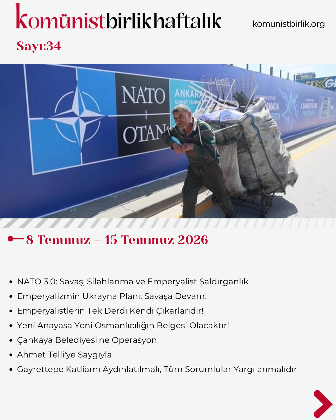 Komünist Birlik Haftalık 9 Temmuz – 15 Temmuz 2026