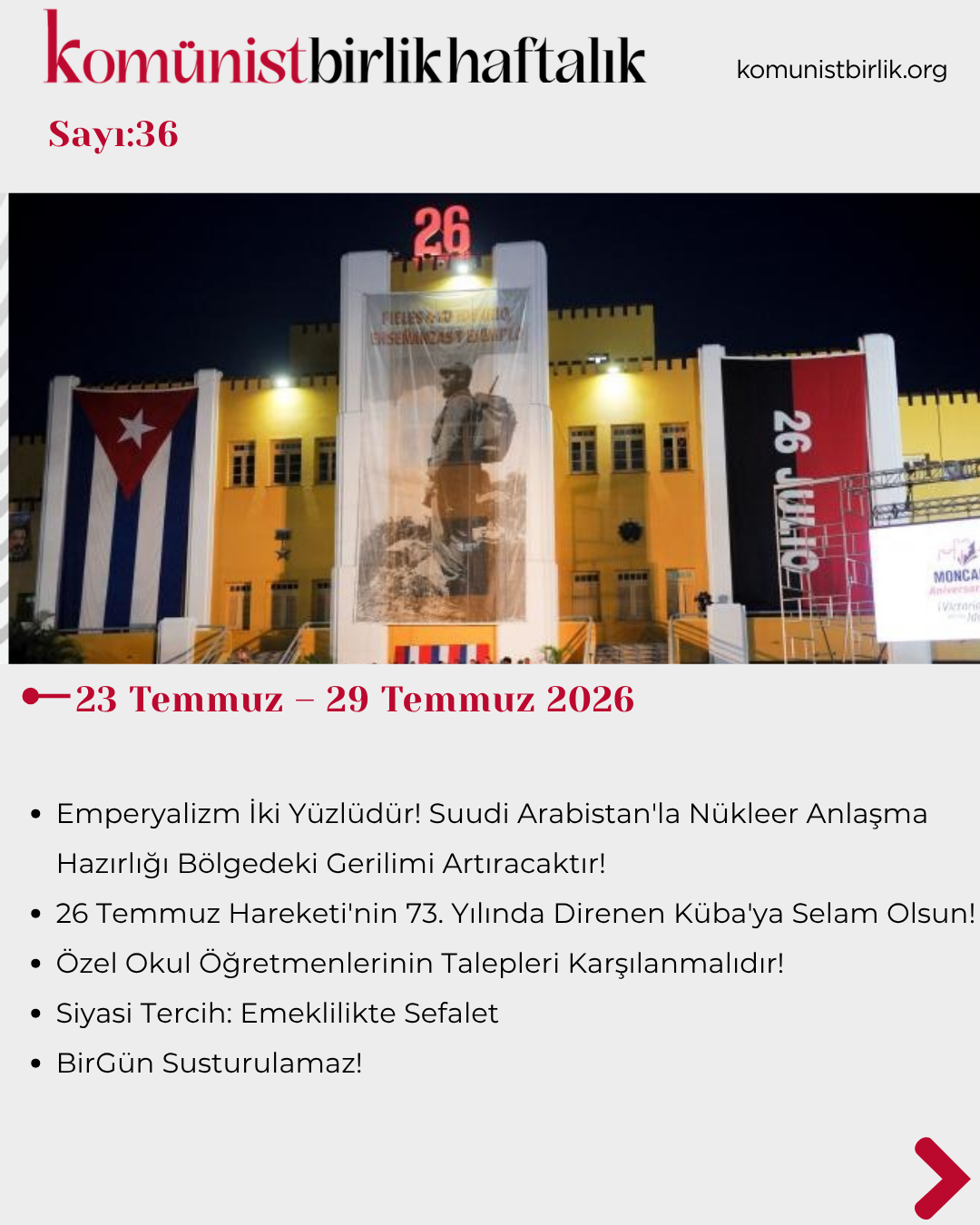 Komünist Birlik Haftalık 23 Temmuz – 29 Temmuz 2026