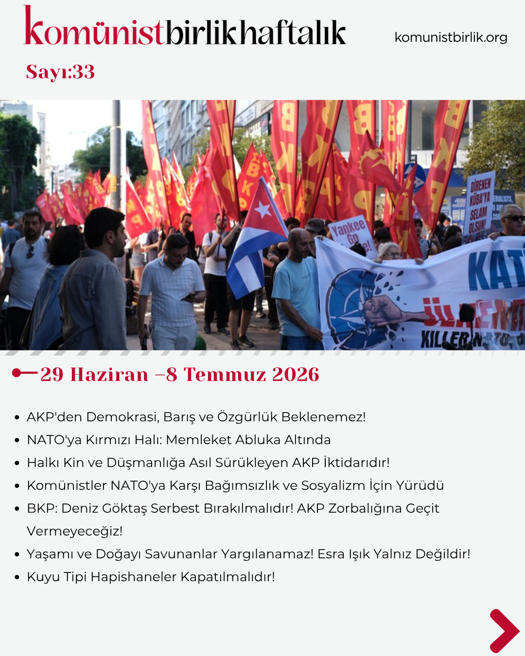 Komünist Birlik Haftalık 29 Haziran –8 Temmuz 2026