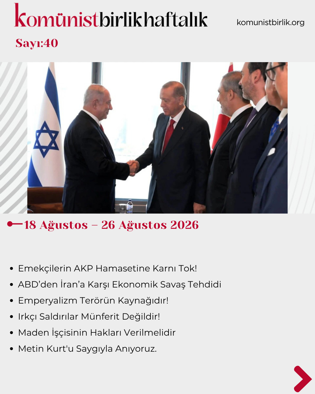 Komünist Birlik Haftalık 18 Ağustos – 26 Ağustos 2026