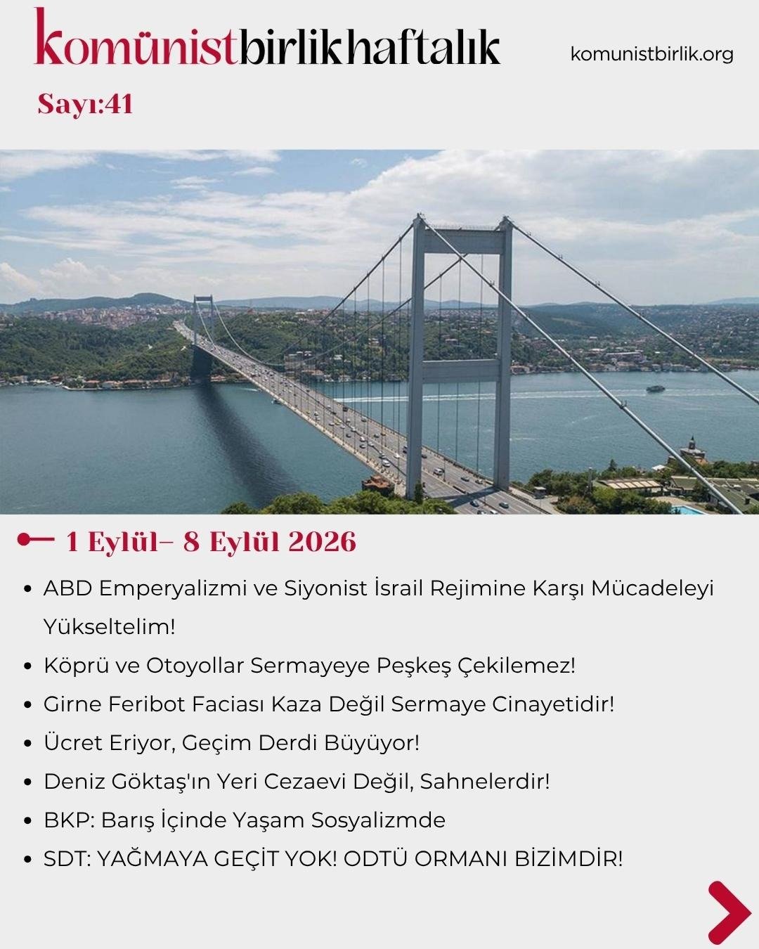 Komünist Birlik Haftalık 1 Eylül– 8 Eylül 2026