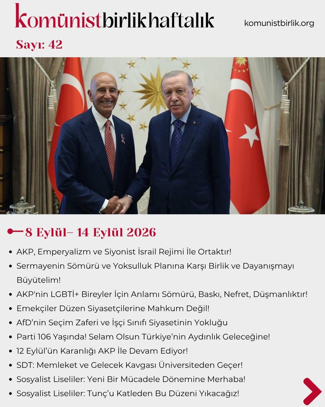 Komünist Birlik Haftalık 8 Eylül– 14 Eylül 2026